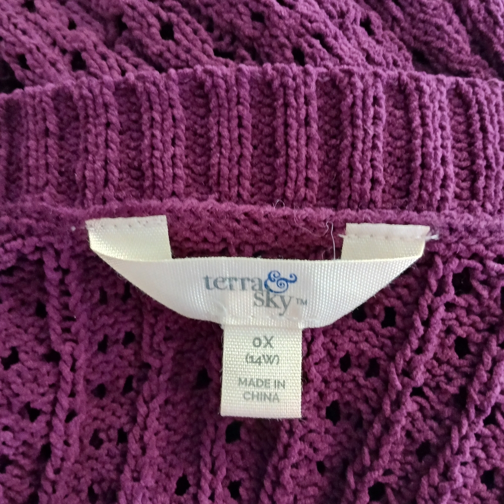 Terra & Sky Womens Open Front Cardigan Size 14W Color Plum Purple - Picture 7 of 9